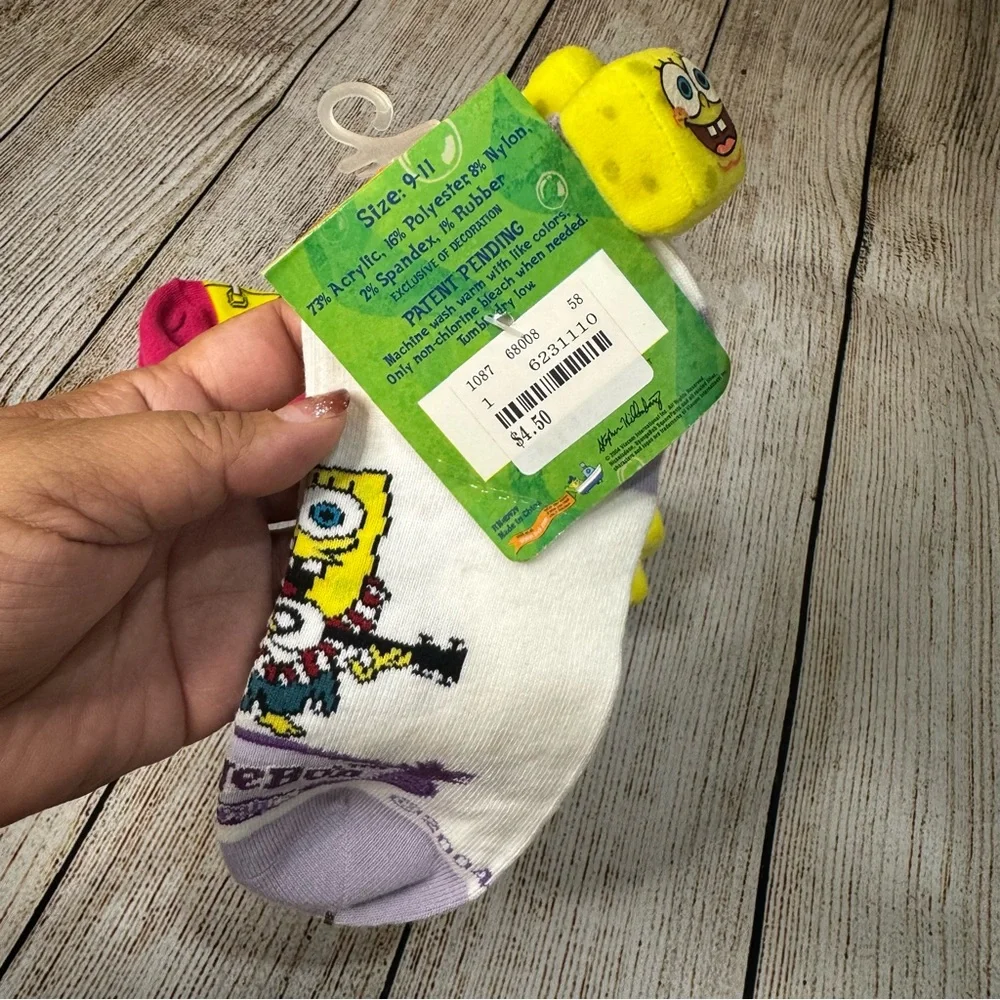NWT Nickelodeon SpongeBob SquarePants Ankle Socks with Pompom Set (8 pairs)
